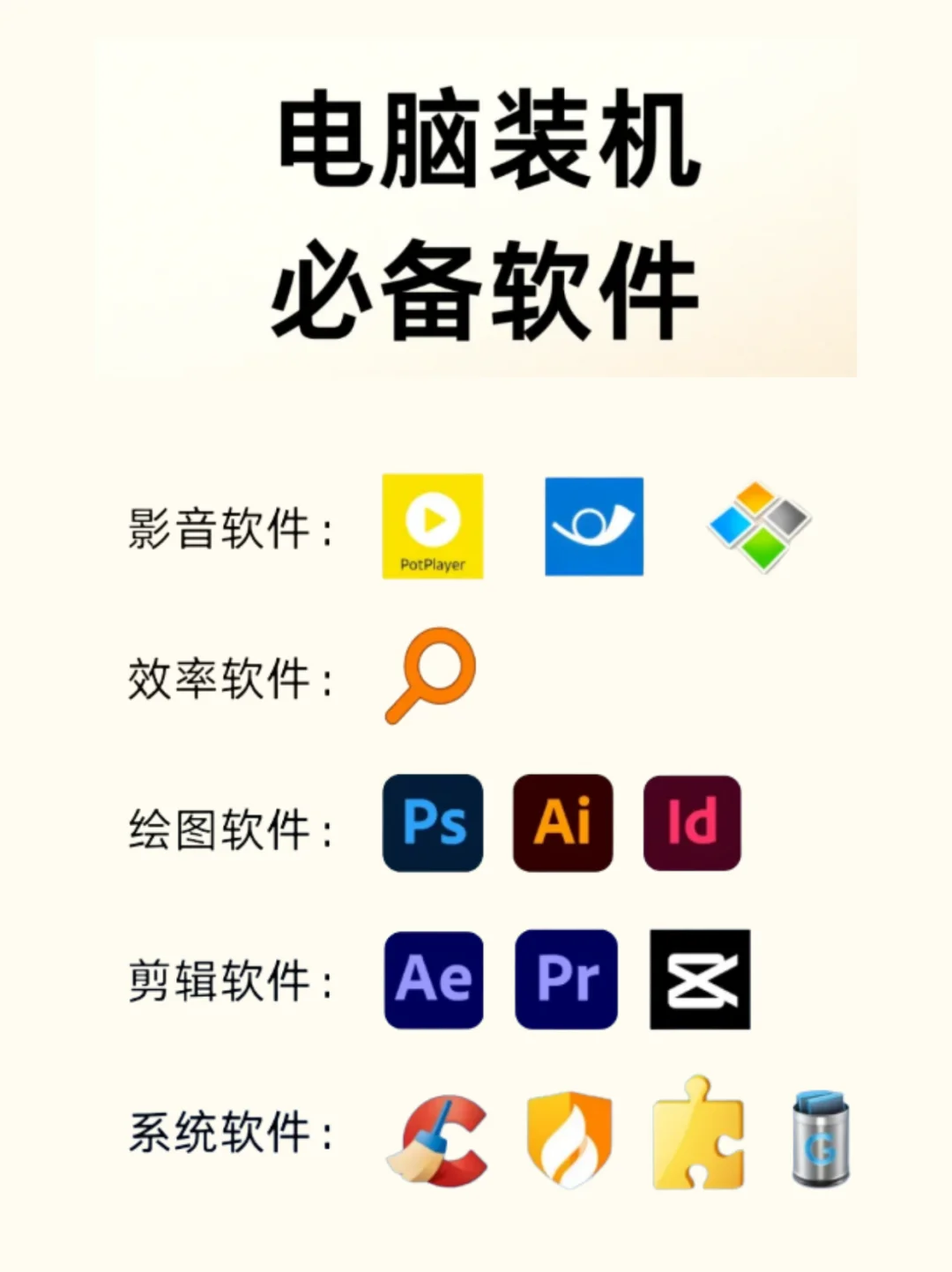 电脑装机必备的20款软件推荐！超实用清单！