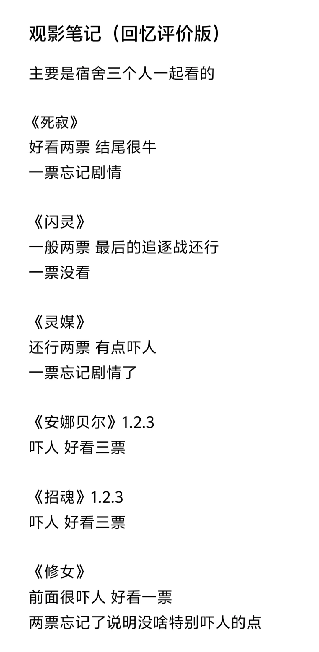 大学四年看了100部恐怖片