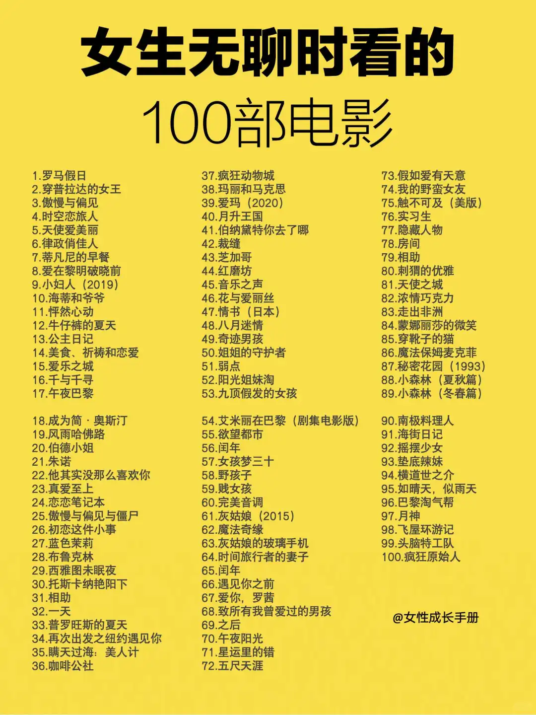推荐女性独处无聊时看的100部电影