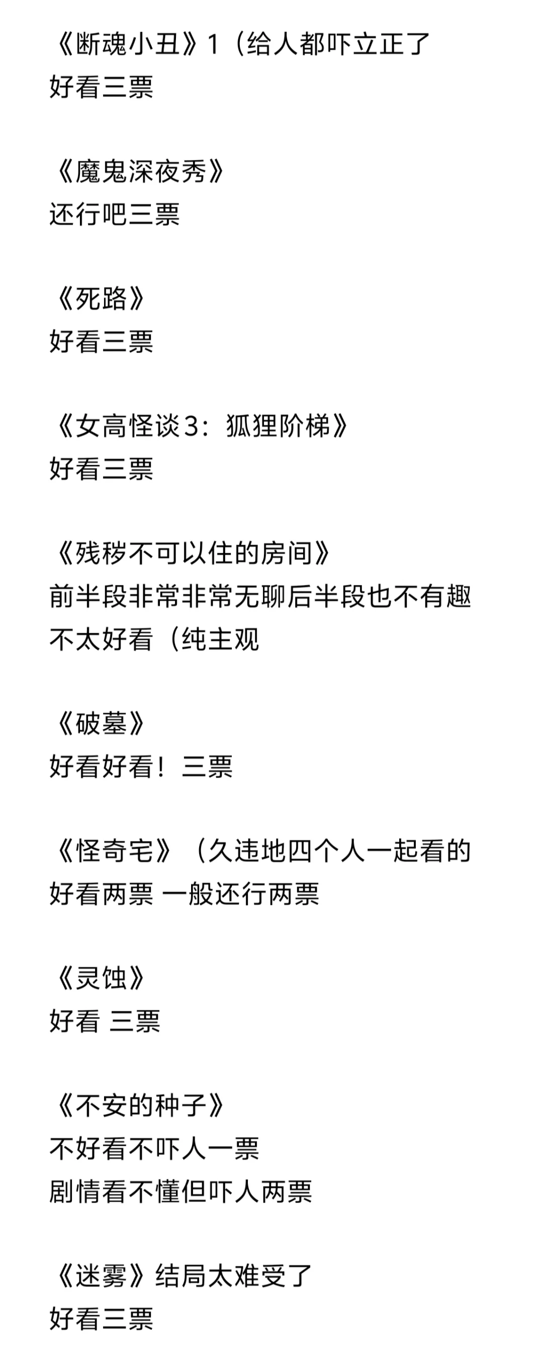 大学四年看了100部恐怖片