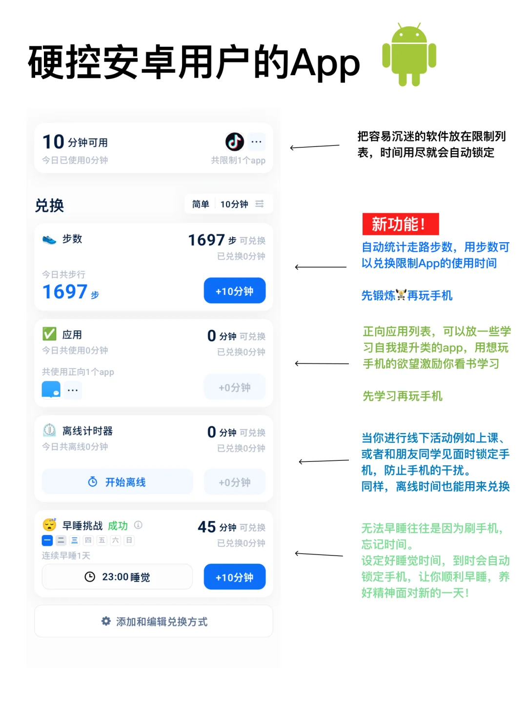 硬控安卓用户的自律App（新功能上新介绍～）