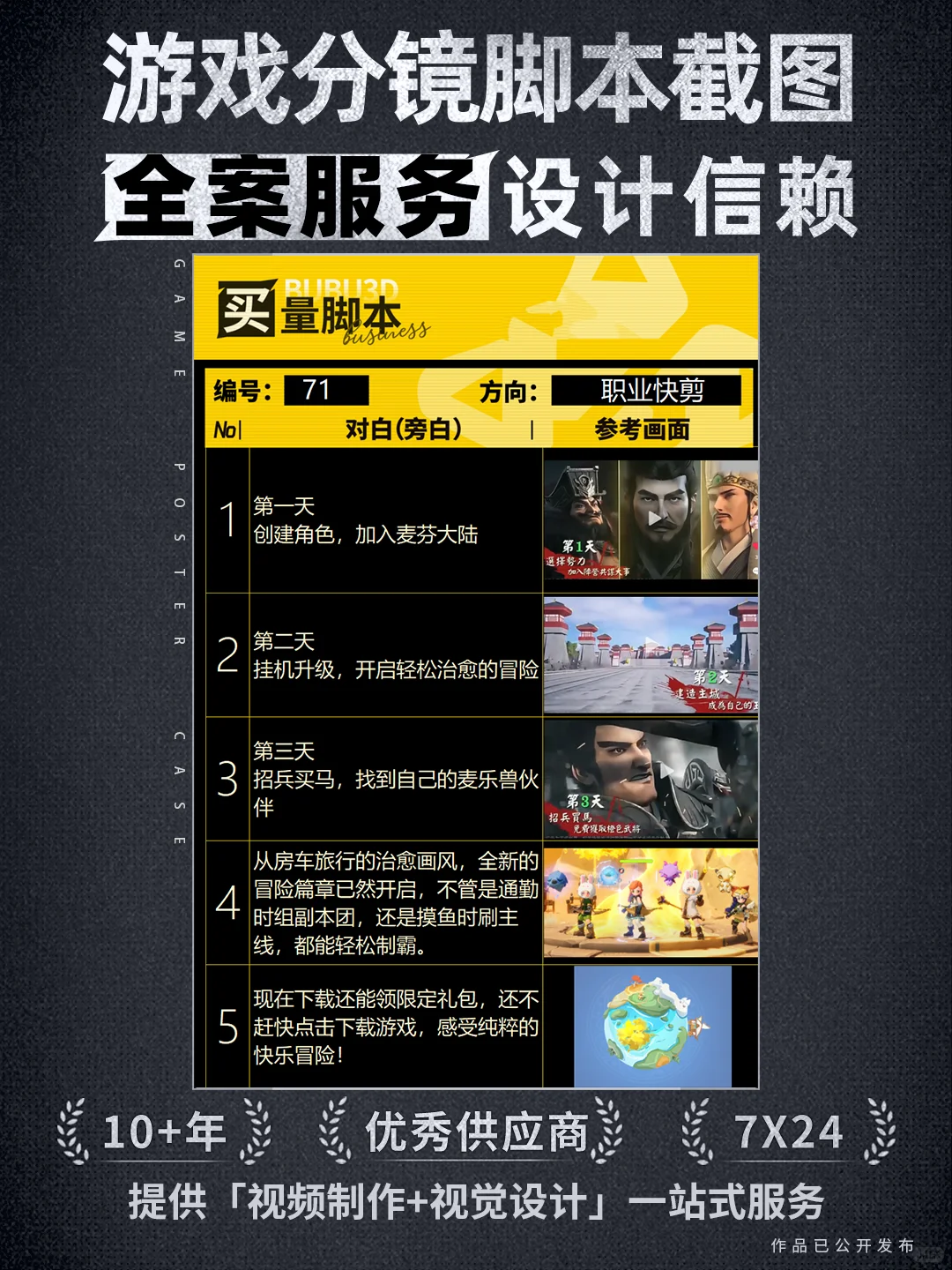 游戏分镜脚本截图 |游戏分镜买量一站式服务