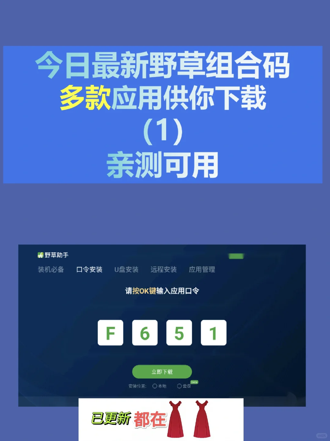 今日野草助手最新组合口令分享