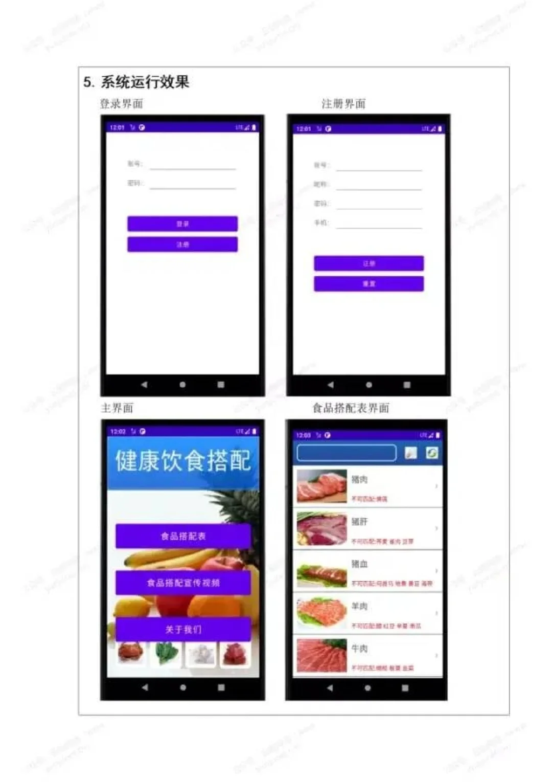 安卓APP源码和设计报告——健康饮食搭配