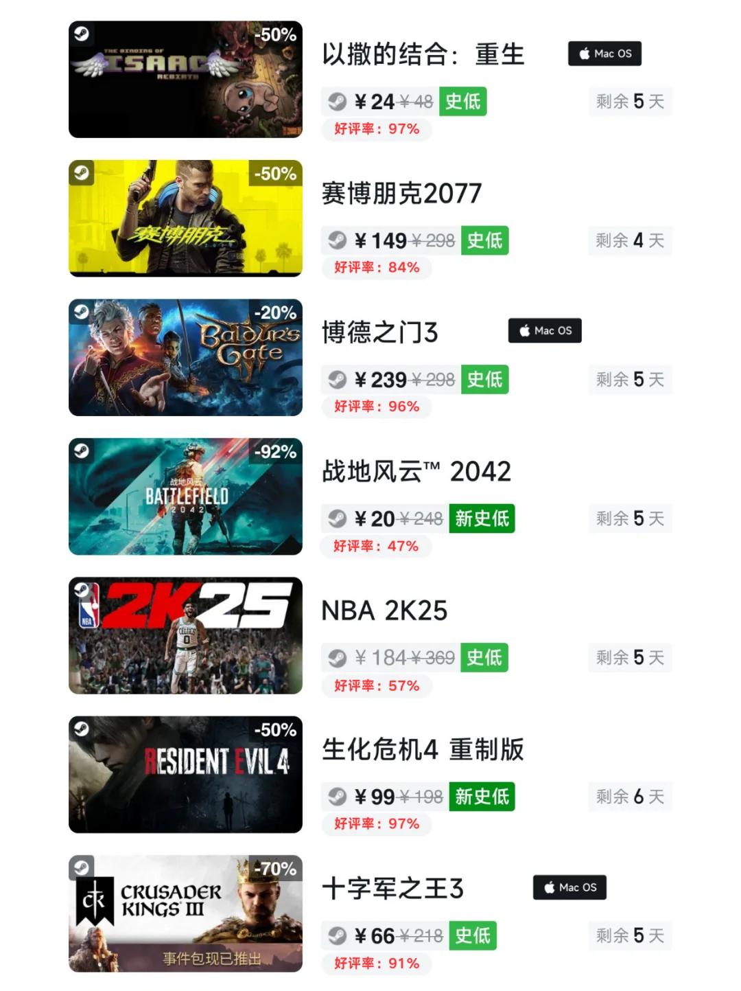 抓紧开机！11月7日Steam游戏史低汇总
