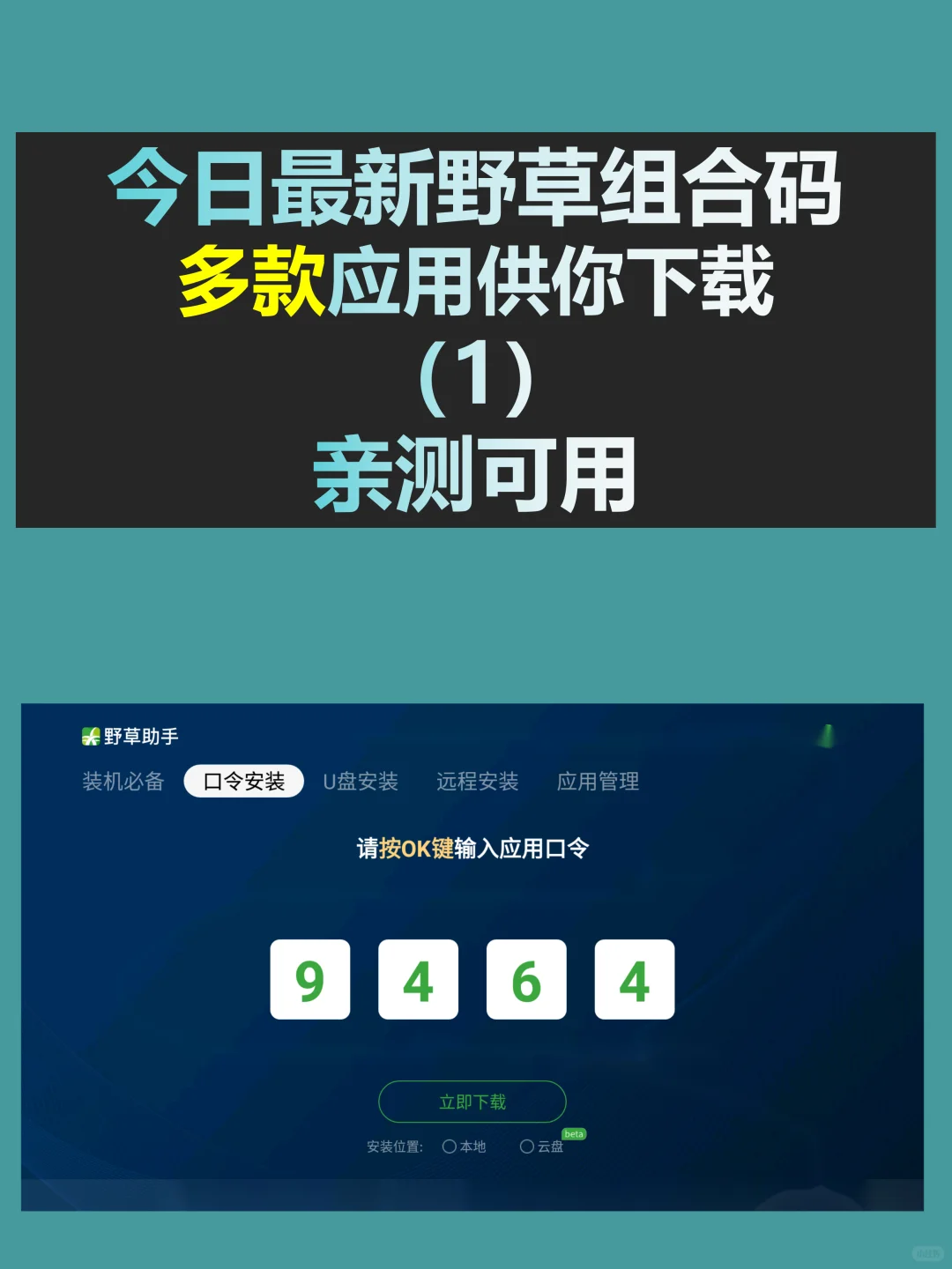 今日野草助手最新组合码分享！