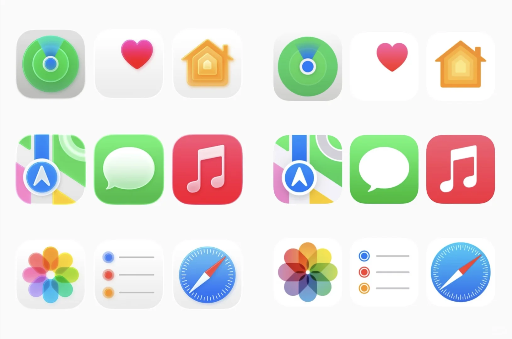  iOS 26🆚 iOS18图标｜层次分明的卡通拟物？