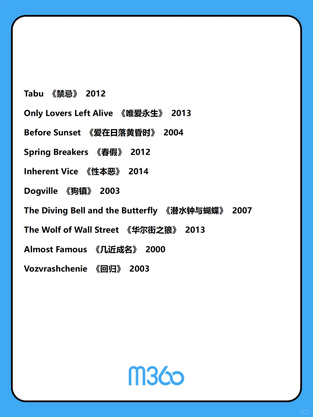 BBC评选21世纪100部最伟大电影全榜单来袭！