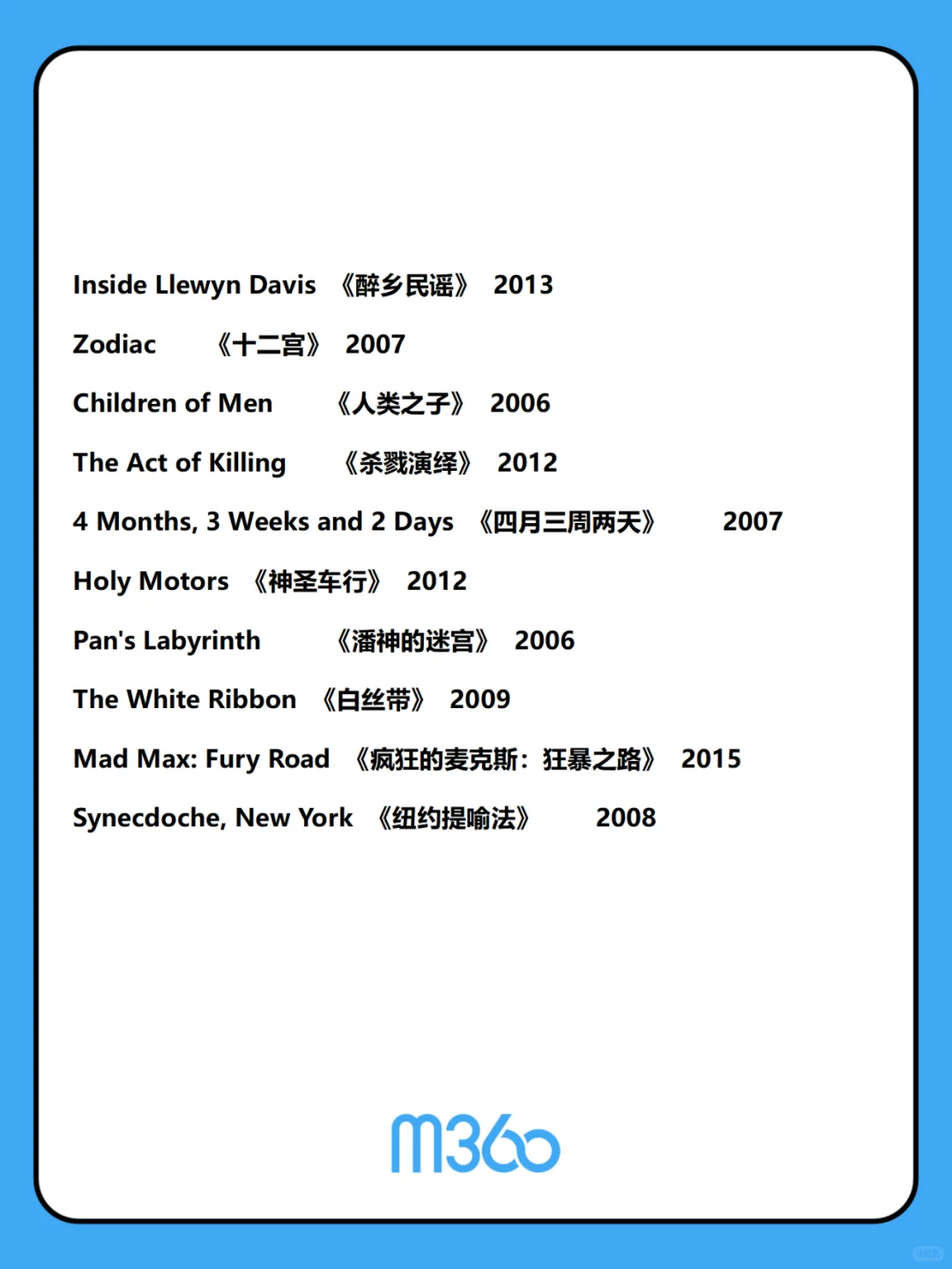 BBC评选21世纪100部最伟大电影全榜单来袭！