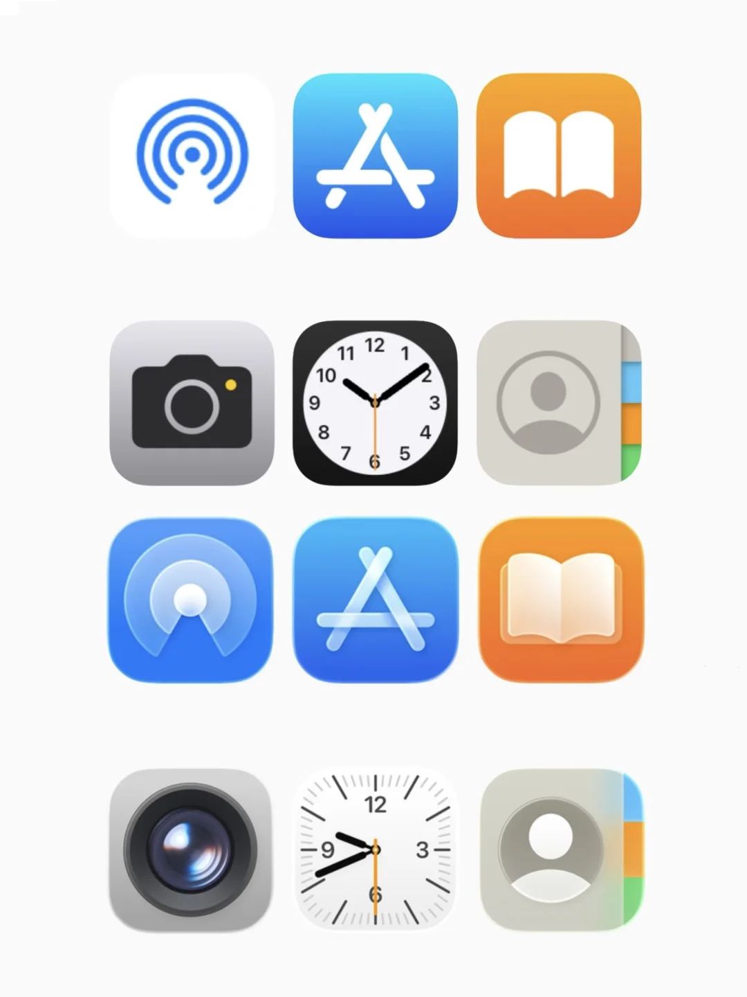  iOS 26🆚 iOS18图标｜层次分明的卡通拟物？