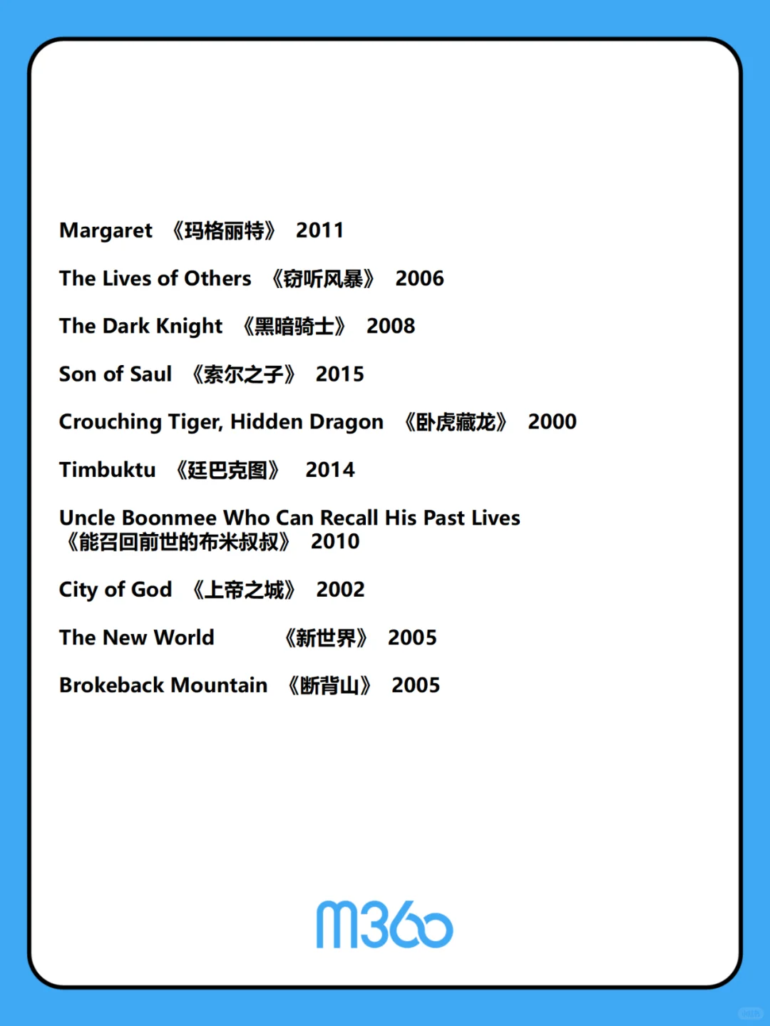 BBC评选21世纪100部最伟大电影全榜单来袭！