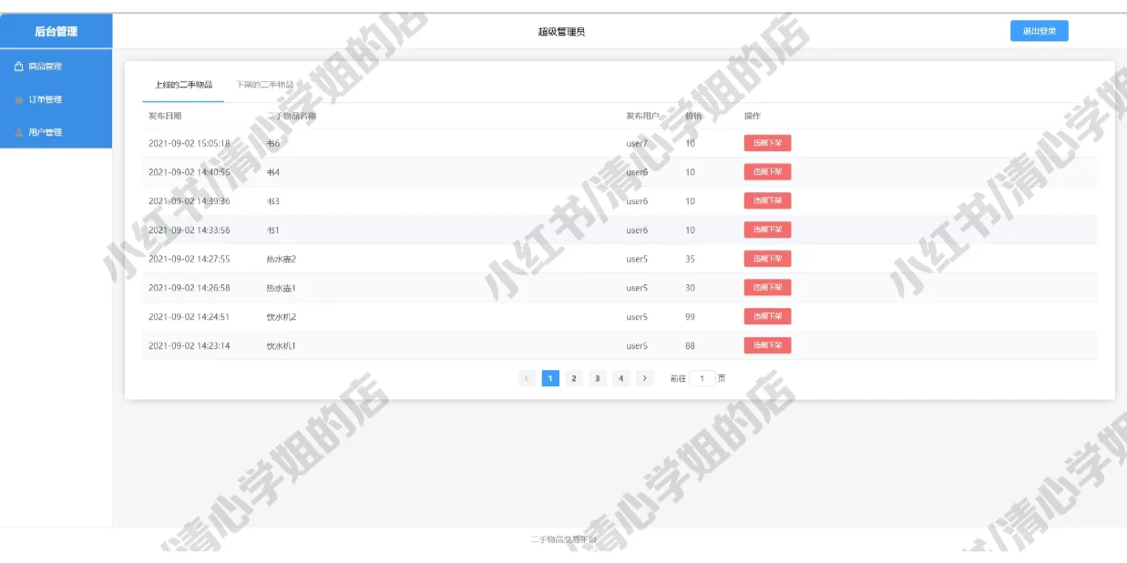 SpringBoot+Vue二手交易平台java源码mysql