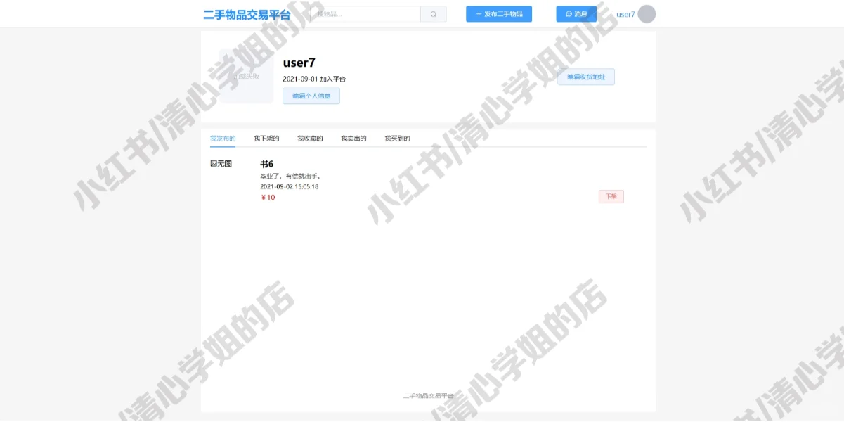 SpringBoot+Vue二手交易平台java源码mysql