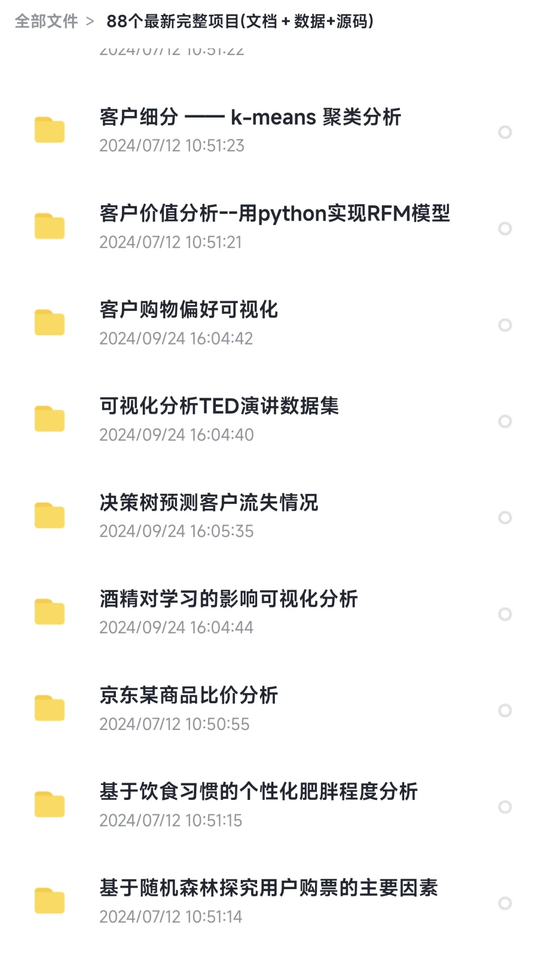 数据分析88个项目【附源码＋文档】可白嫖