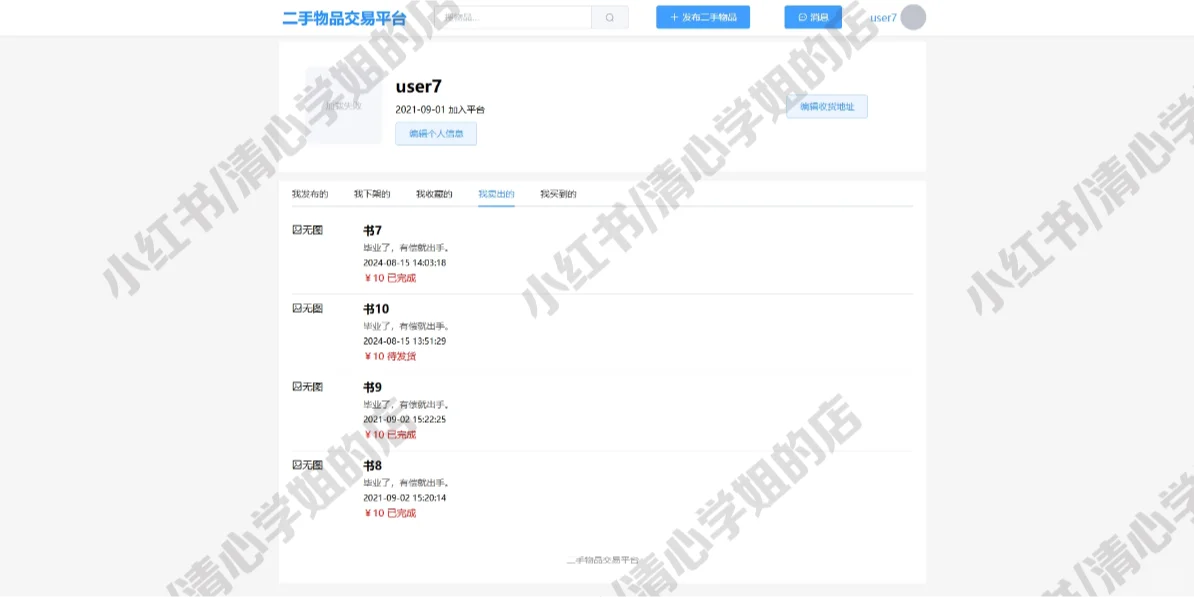 SpringBoot+Vue二手交易平台java源码mysql