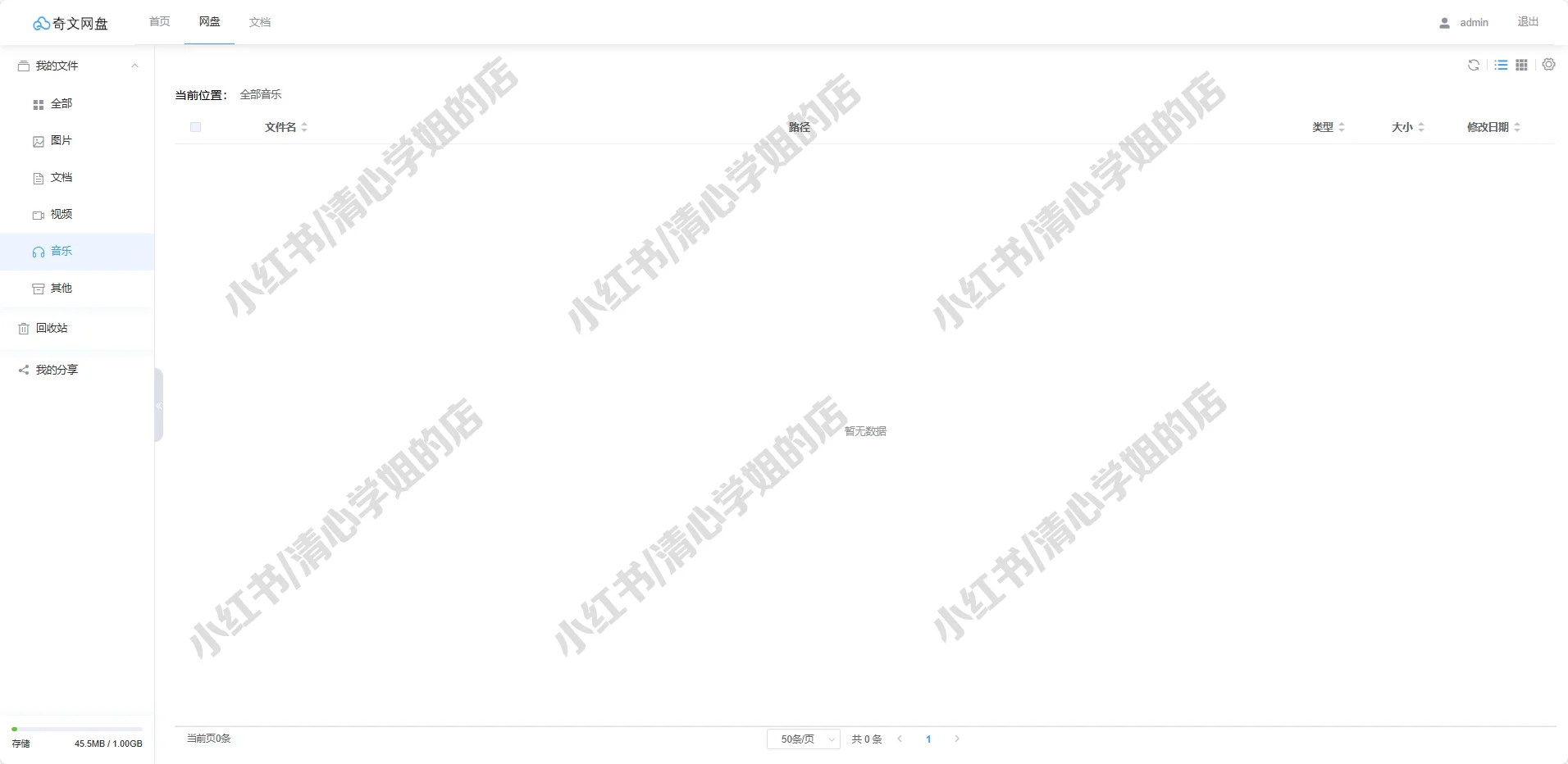 SpringBoot+Vue奇文网盘系统java源码mysql