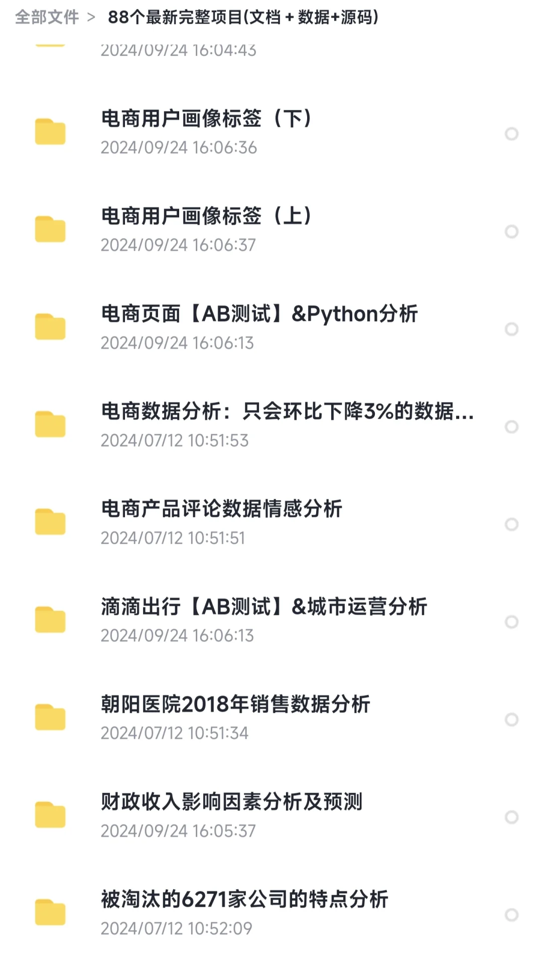 数据分析88个项目【附源码＋文档】可白嫖
