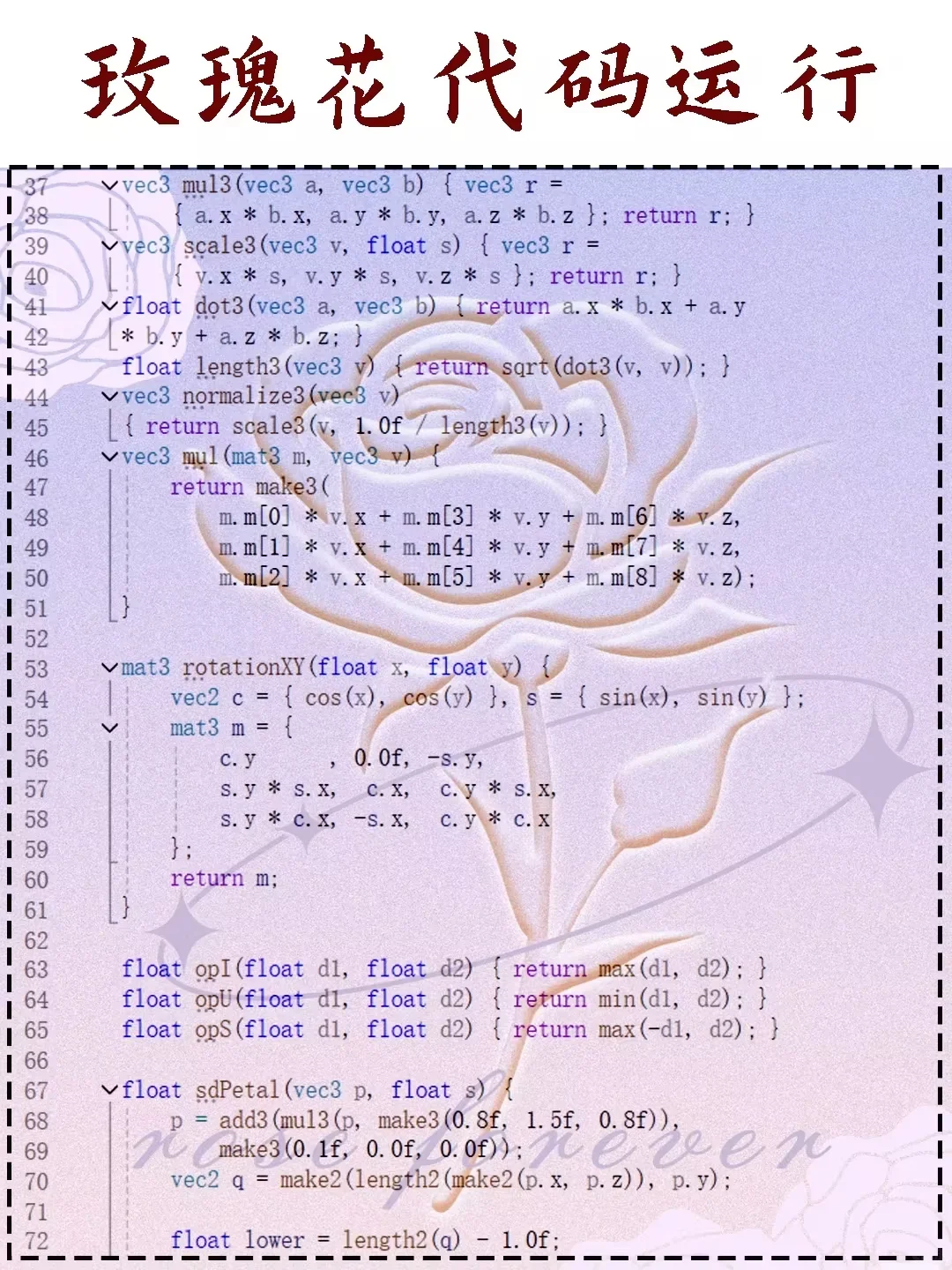 玫瑰花c语言版～源码分享