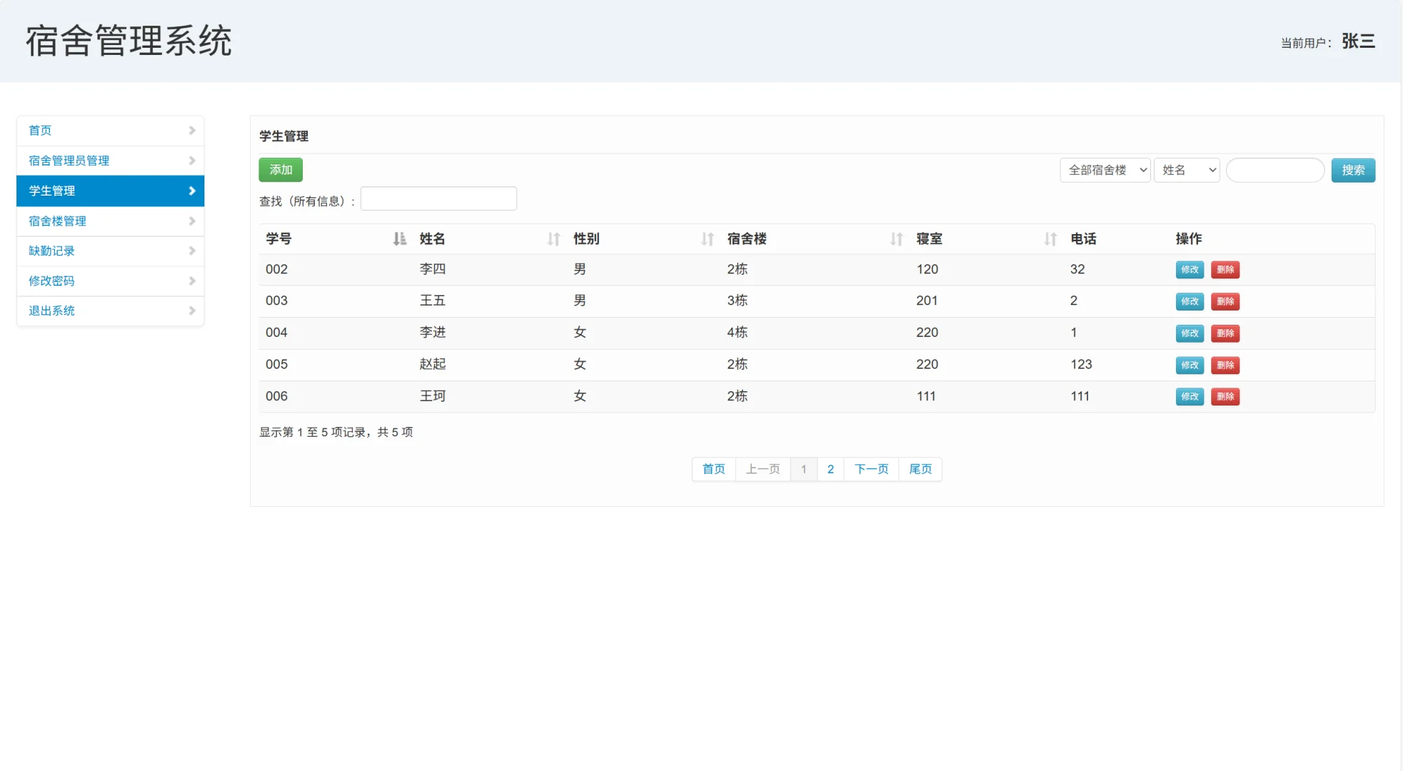 Java Web宿舍管理系统源码