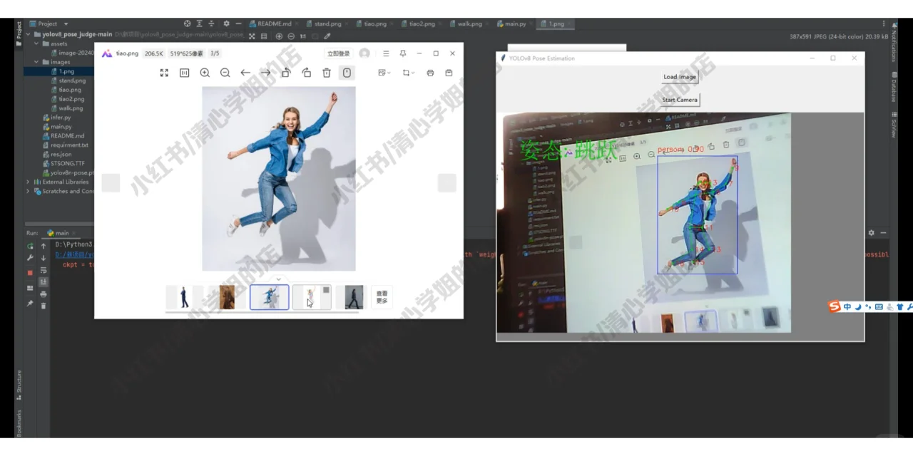 YOLOv8人体姿态判断opencv模型python源码