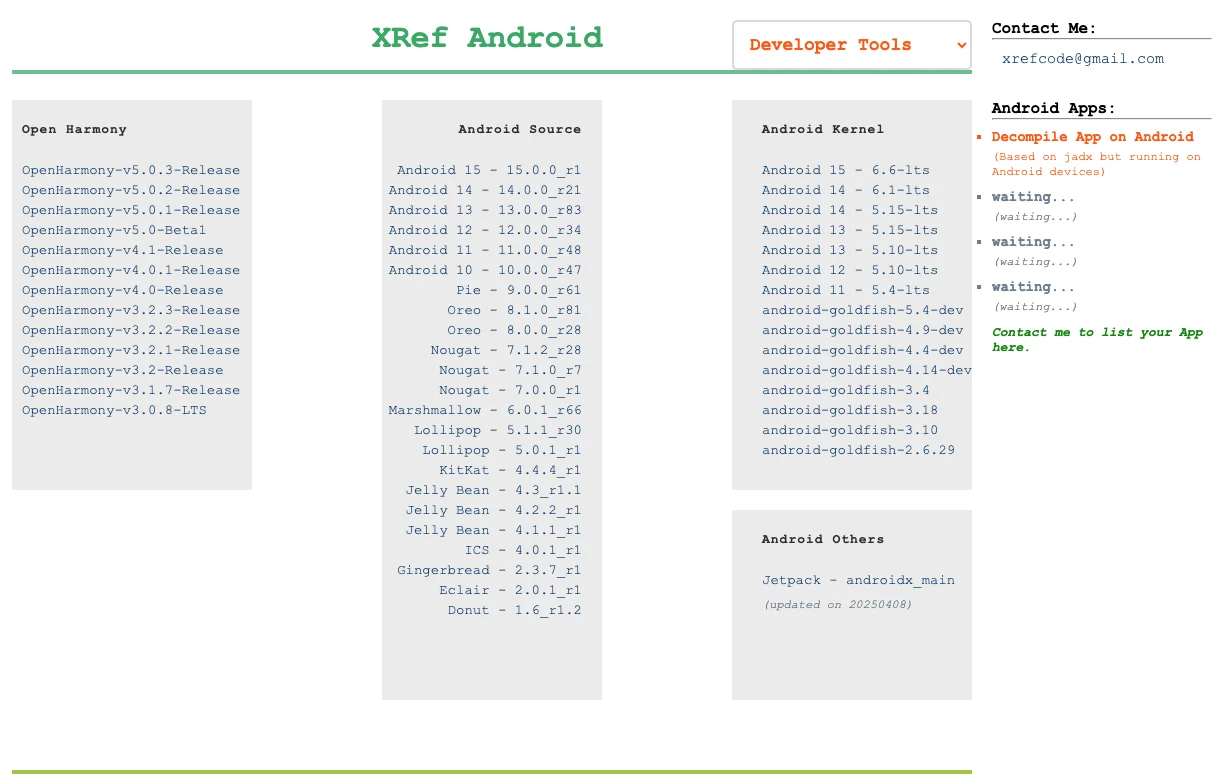 源码检索：XRef Android – 系统源码检索