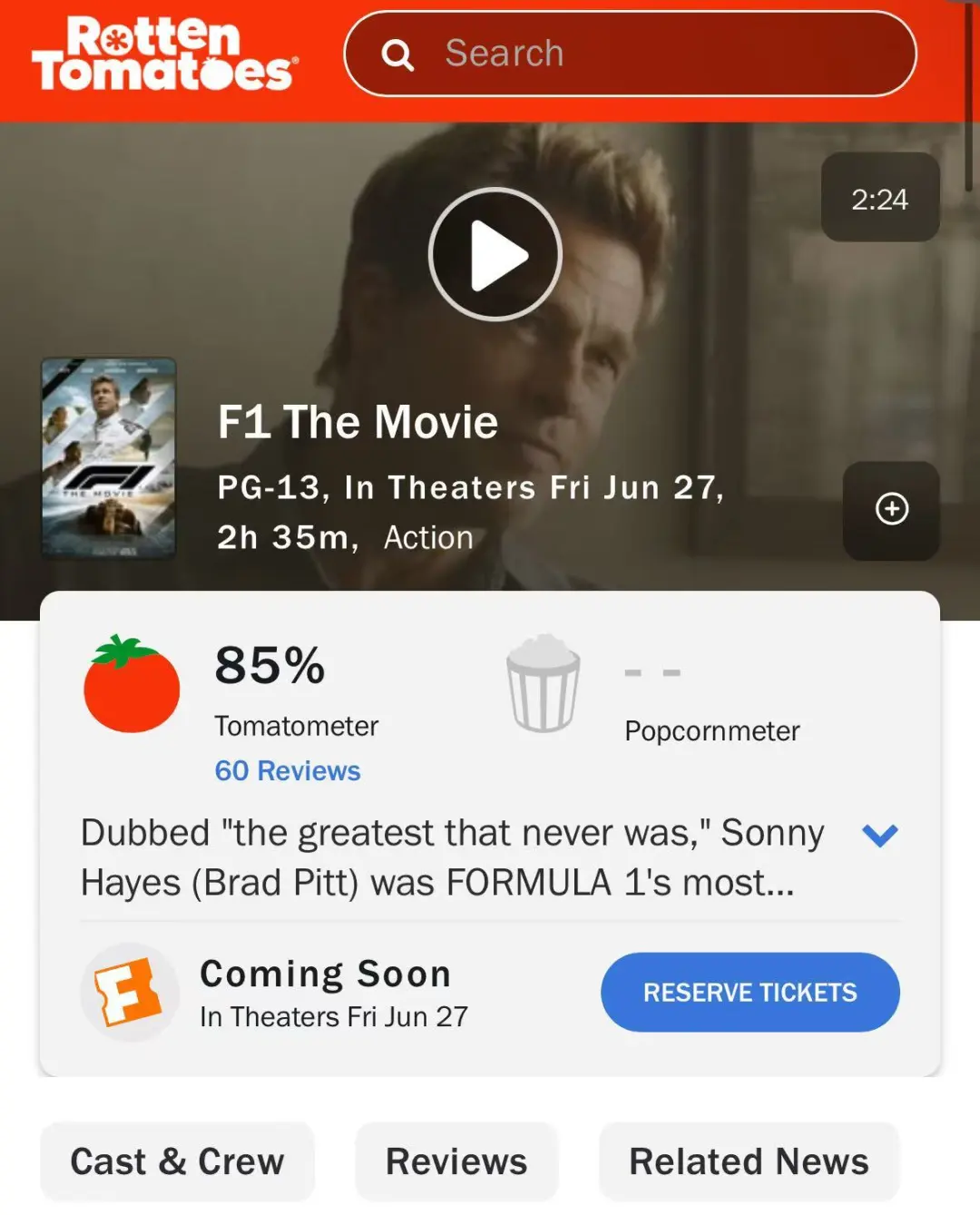 布拉德·皮特新片口碑大爆！赛车题材值得期待