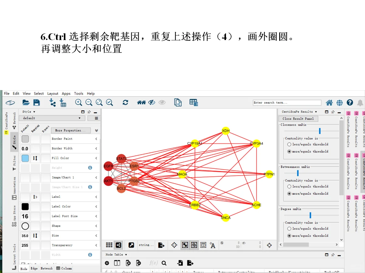 4.4Centiscape插件核心靶基因的筛选