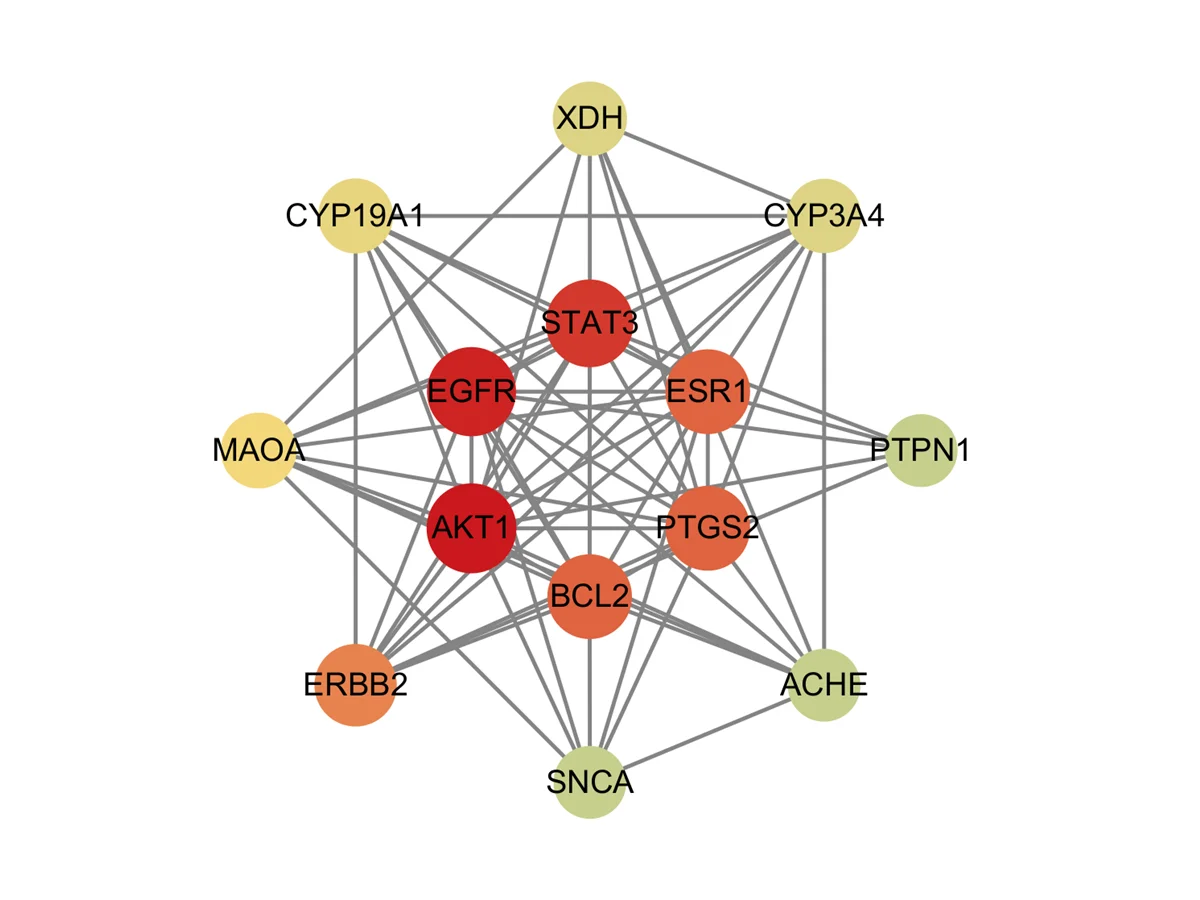 4.4Centiscape插件核心靶基因的筛选