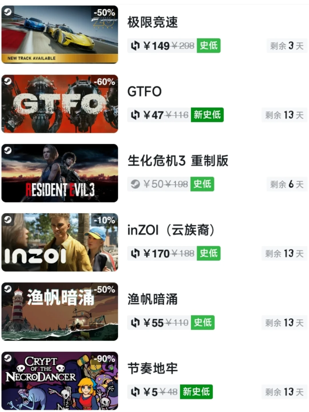 兄弟们，今日游戏史低！6月14日不容错过