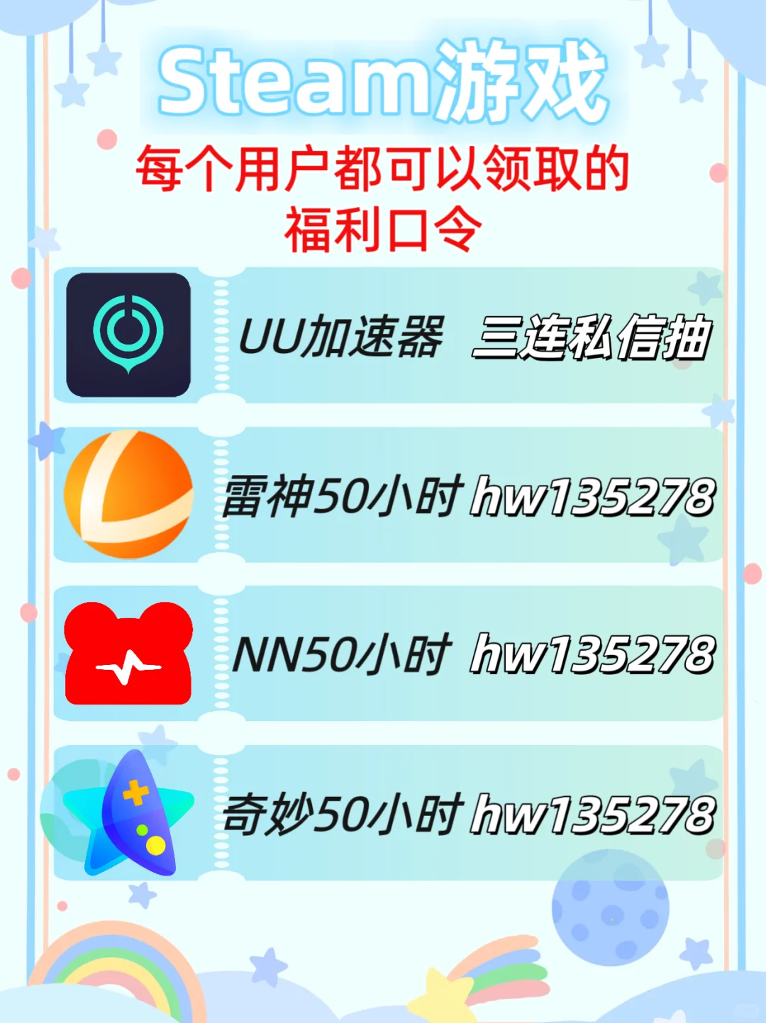 10月2日steam免费游戏加速器口令福利！！！