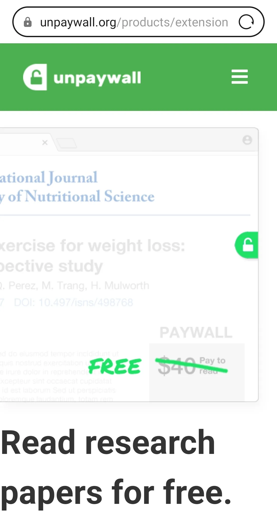 找论文免费版本的浏览器插件：unpaywell