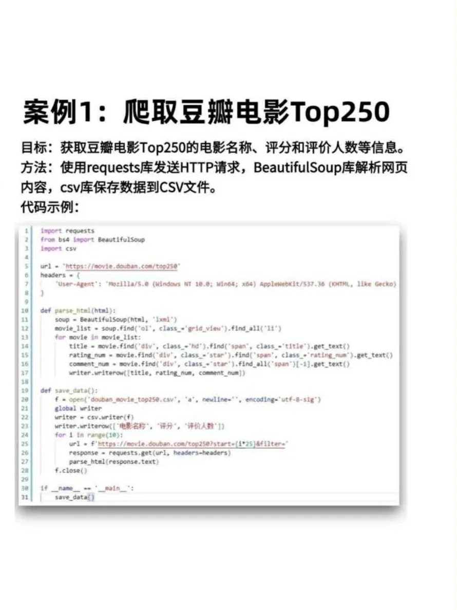 Python爬虫7个经典项目，附源码