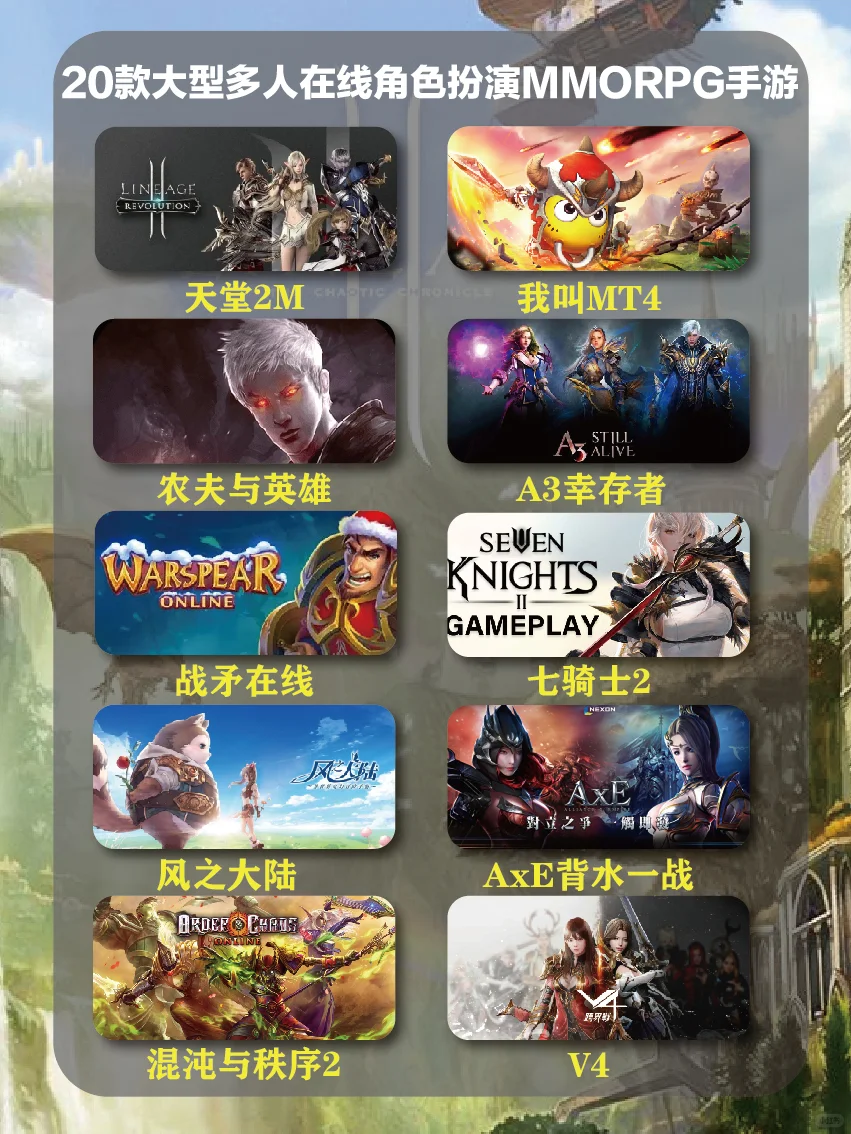 20款大型多人在线角色扮演MMORPG手游