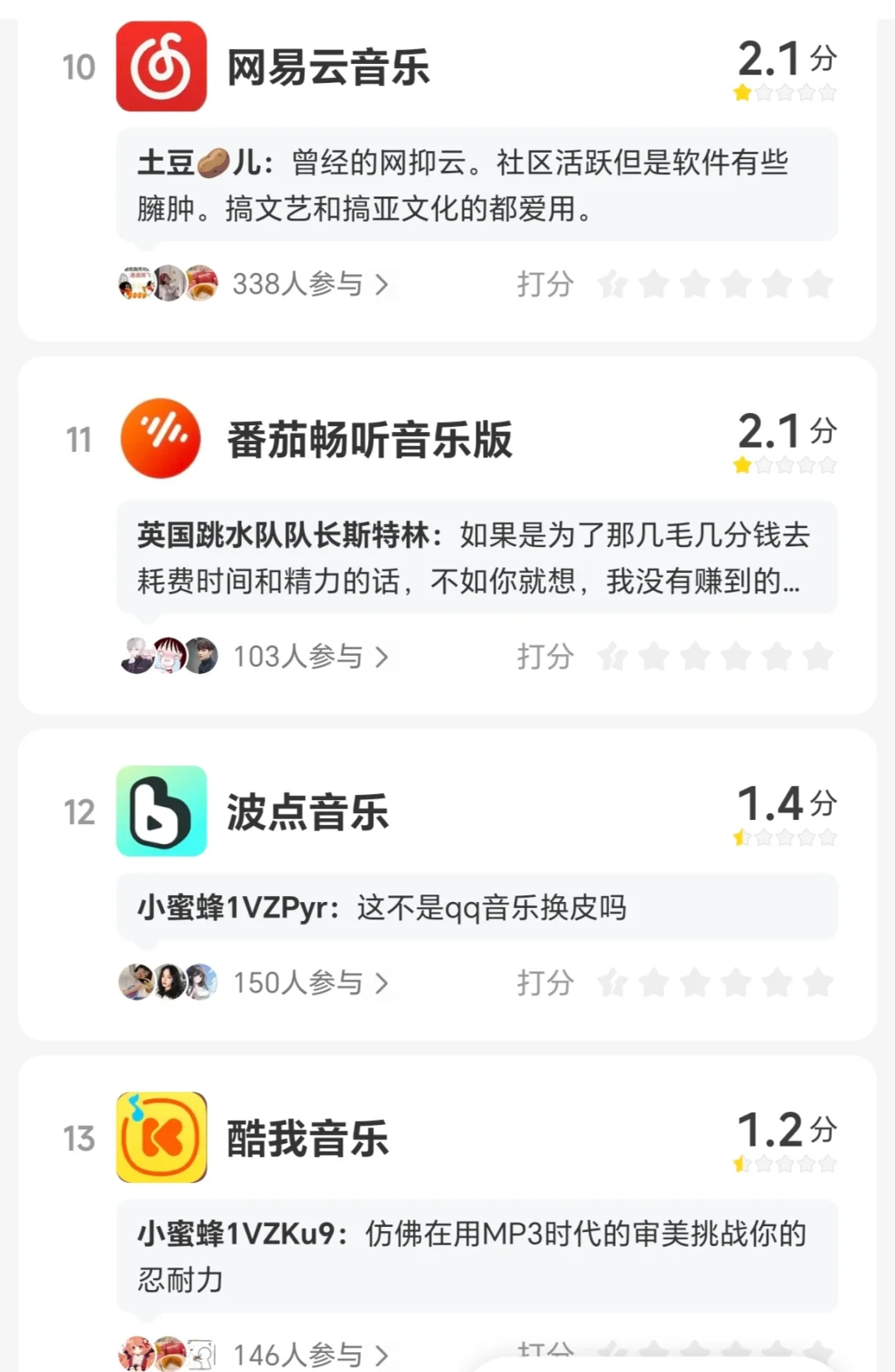 一众音乐类APP，你最爱用哪个？