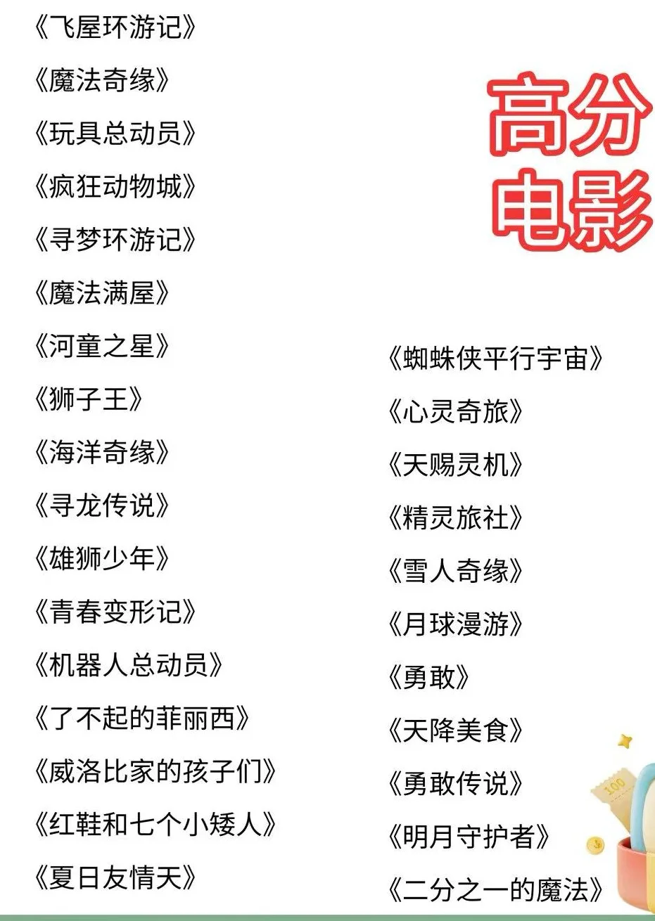 放暑假了，给孩子们推荐几部电影，收藏看吧