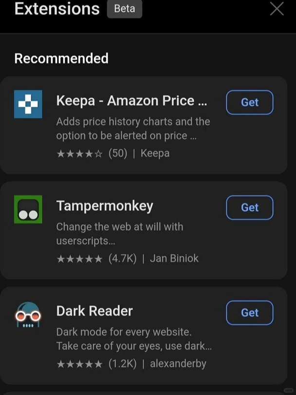 iOS版Edge浏览器支持插件了