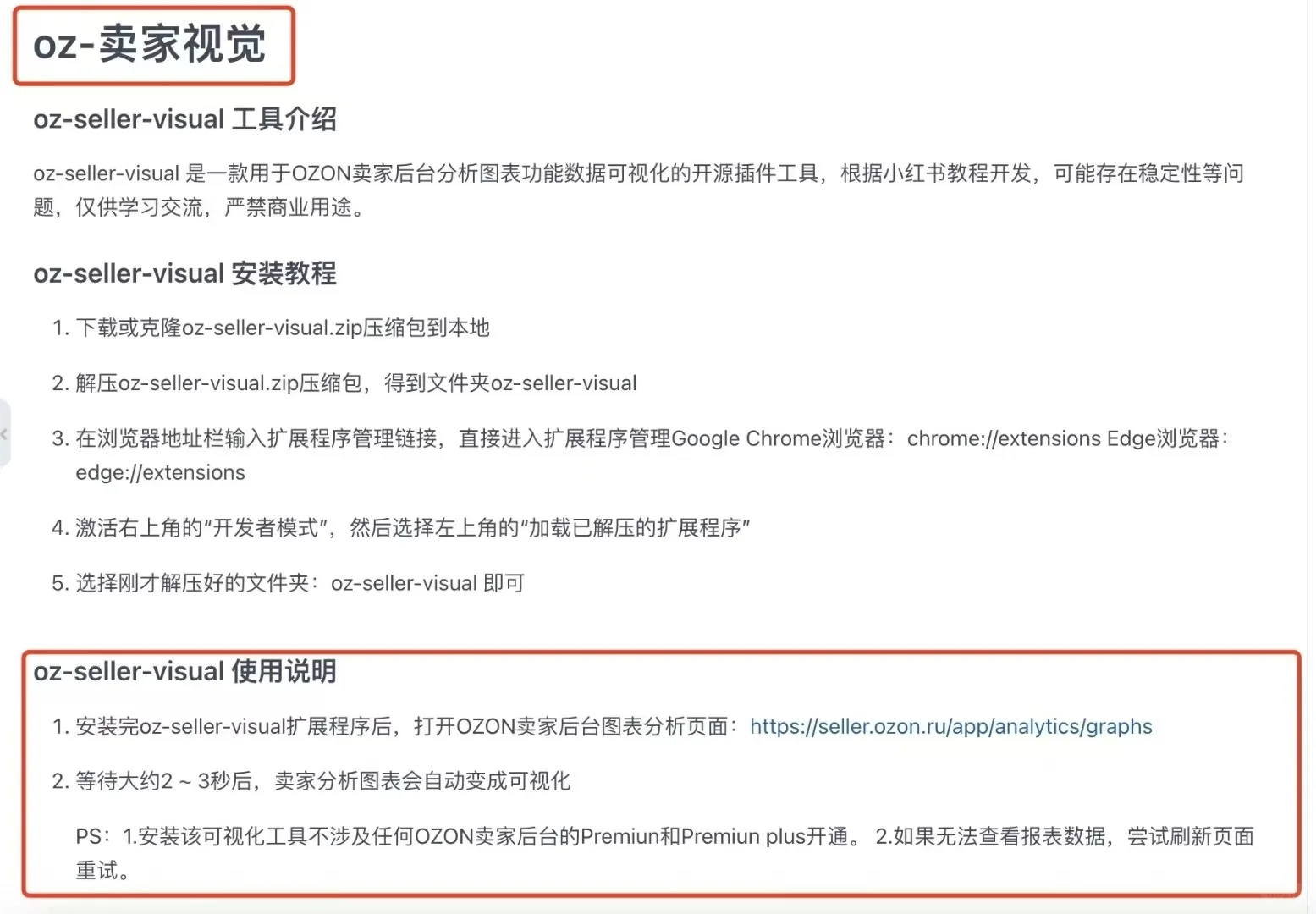 Ozon店铺数据免费查看插件，有需自取！