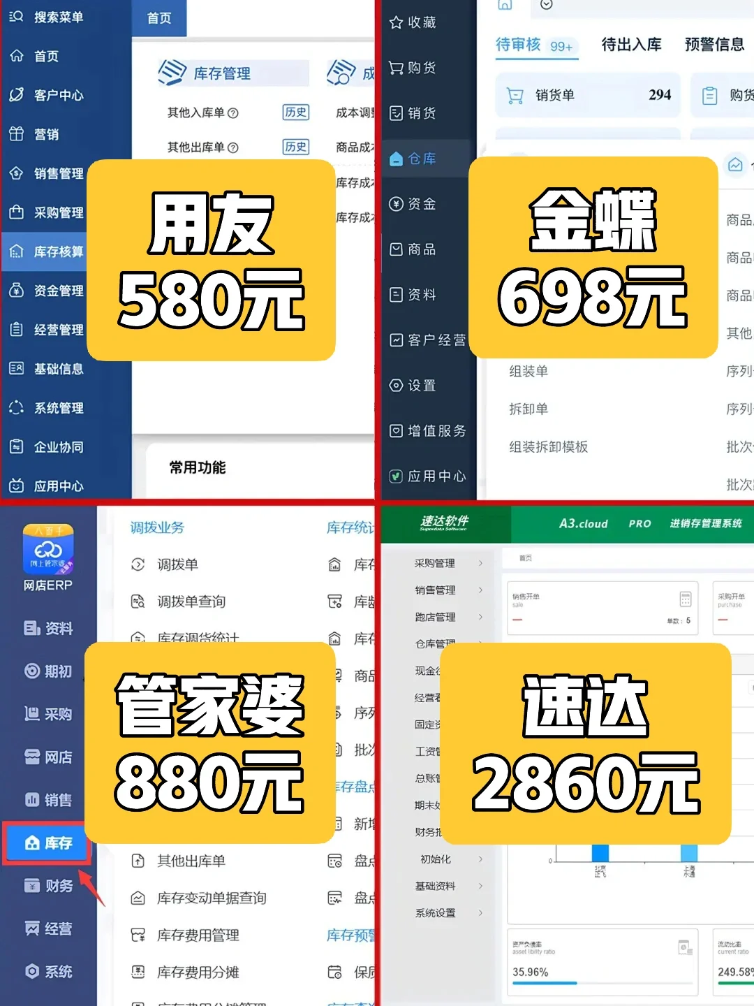 四款热门进销存！最全整理！告诉大家怎么选