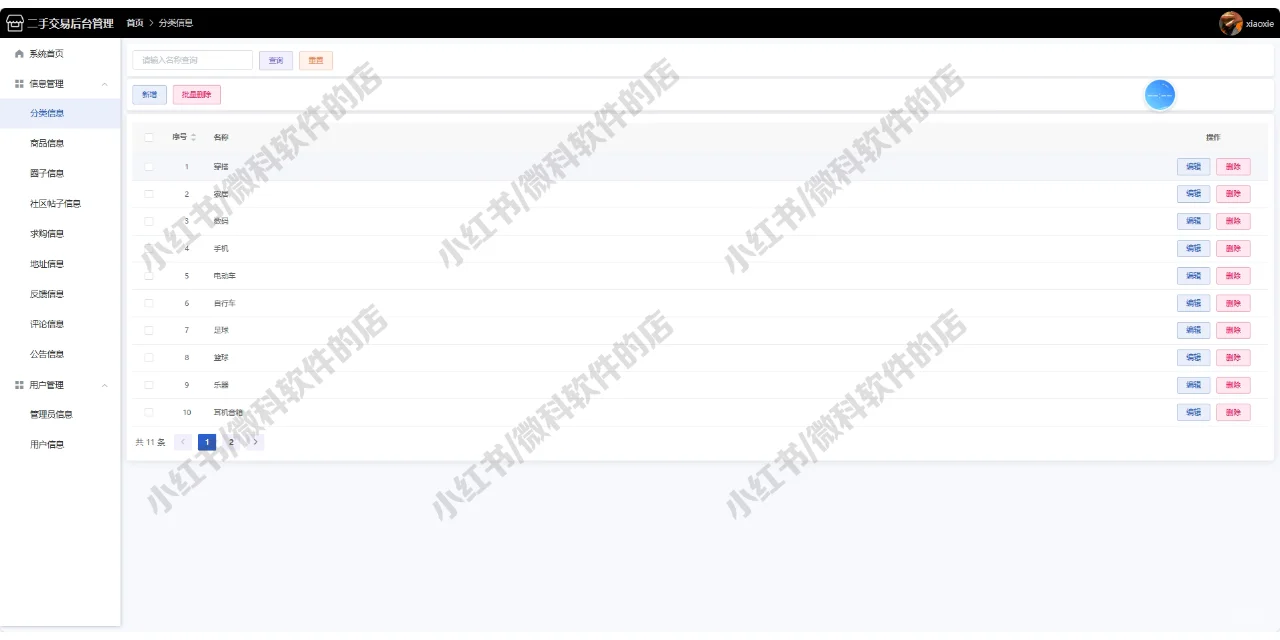 java二手交易系统SpringBoot+Vue源码mysql
