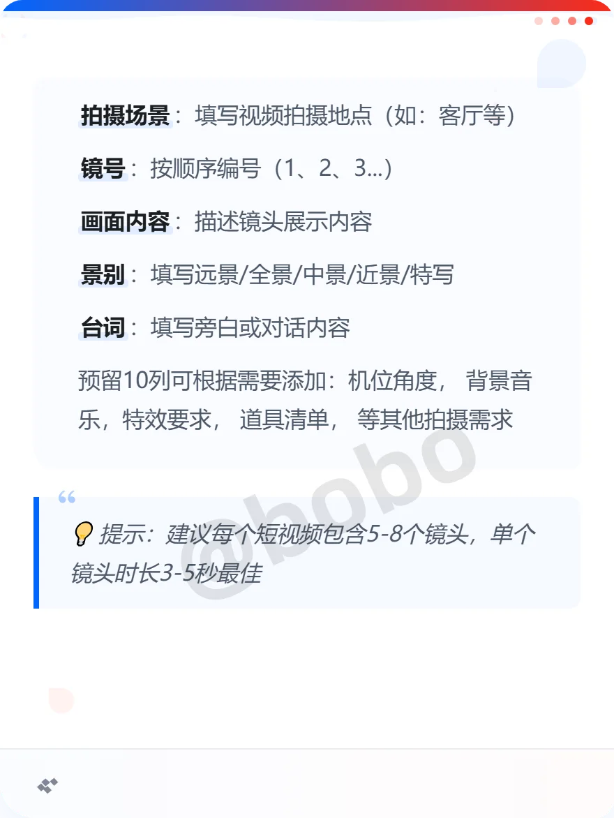 短视频脚本“万能”拍摄模板与自动写视频脚本