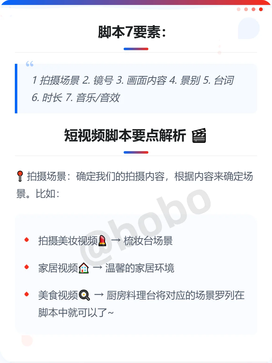 短视频脚本“万能”拍摄模板与自动写视频脚本