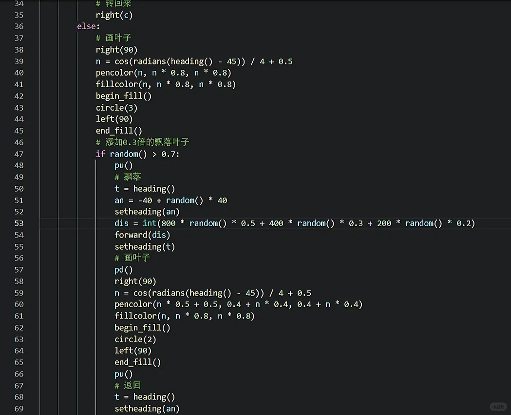 Python turtle绘图 ｜樱花树（含源码）