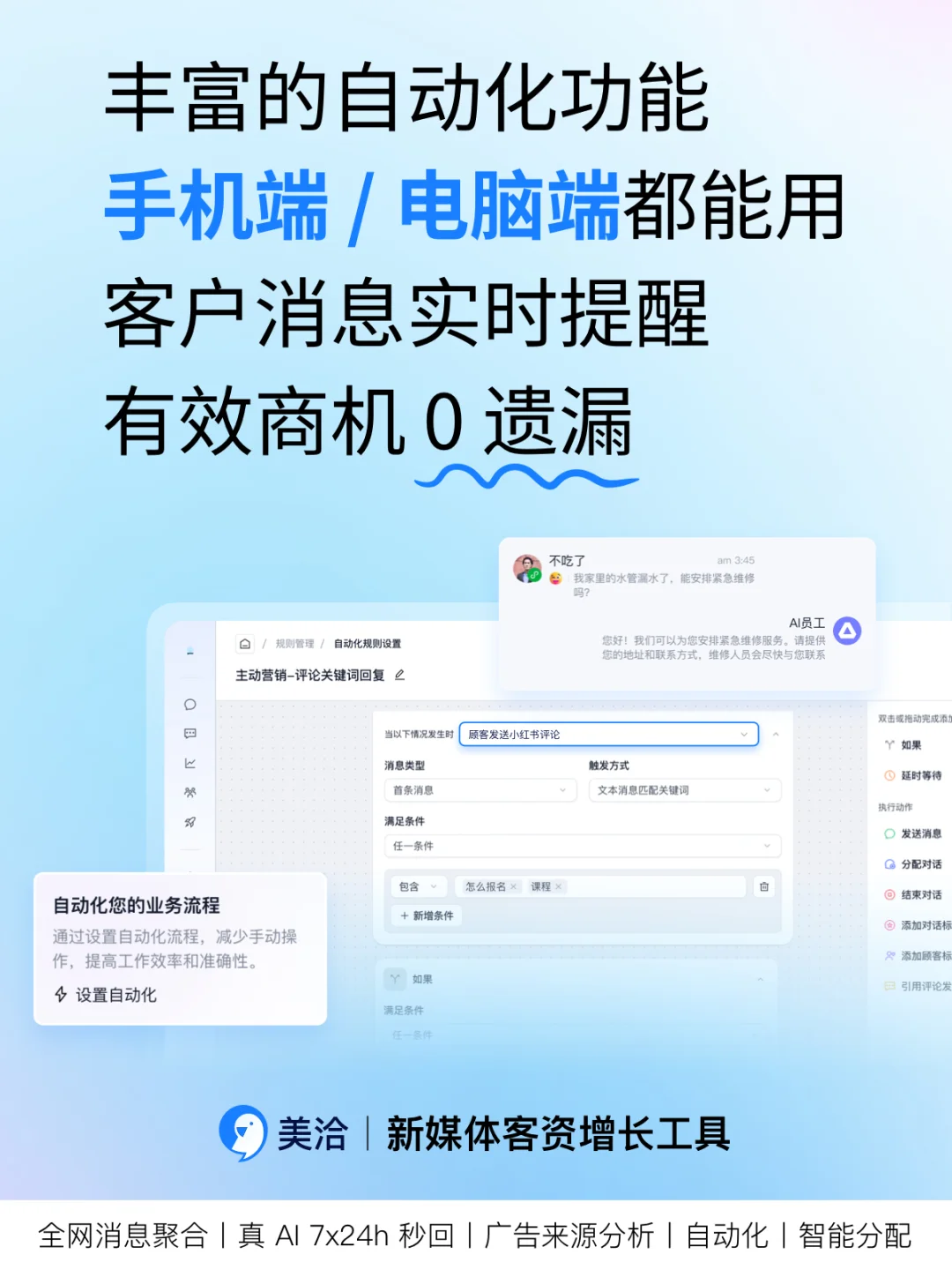 💼用美洽AI管理全网客户咨询，拓客资