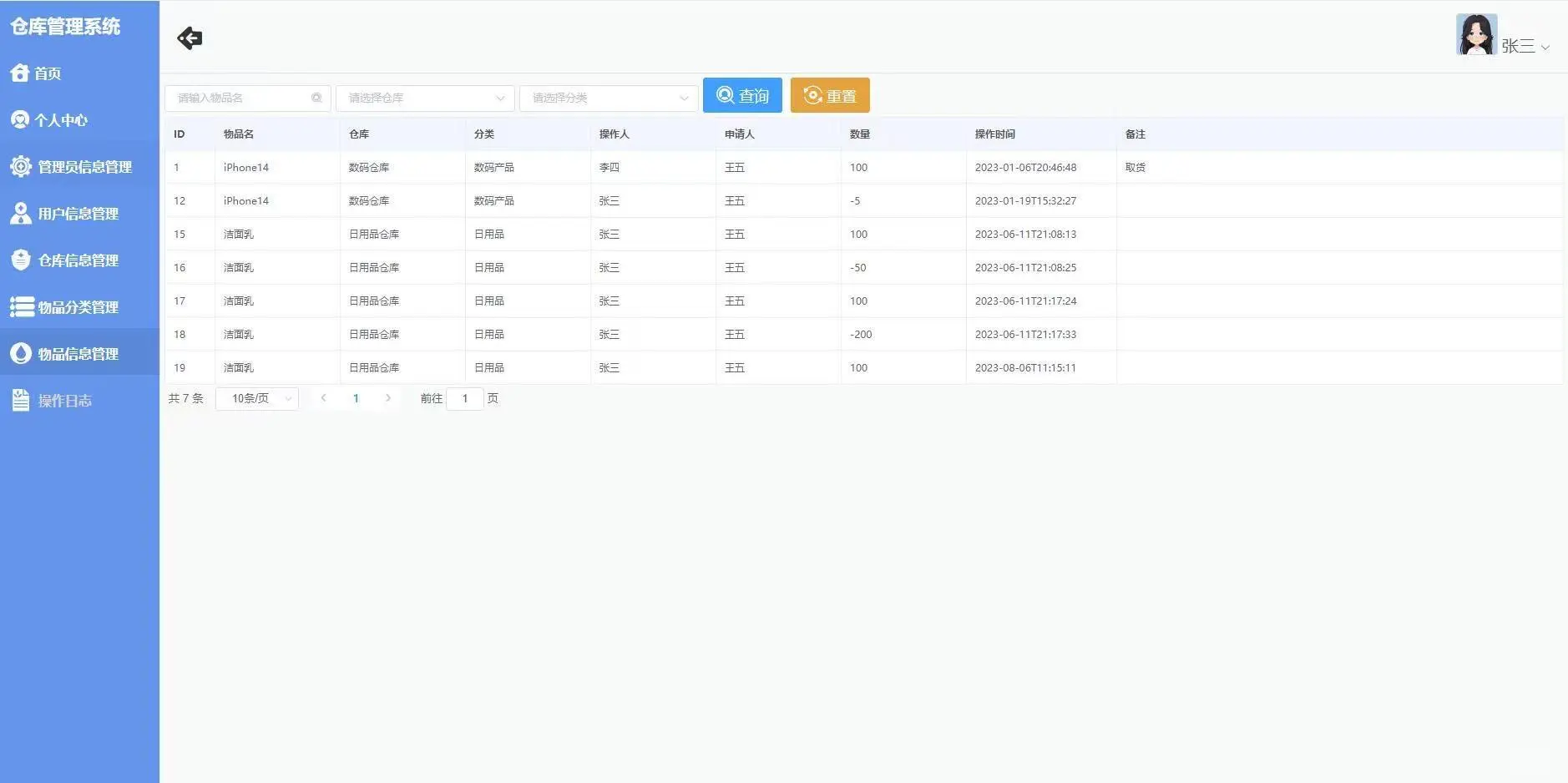 Java项目-仓库管理系统