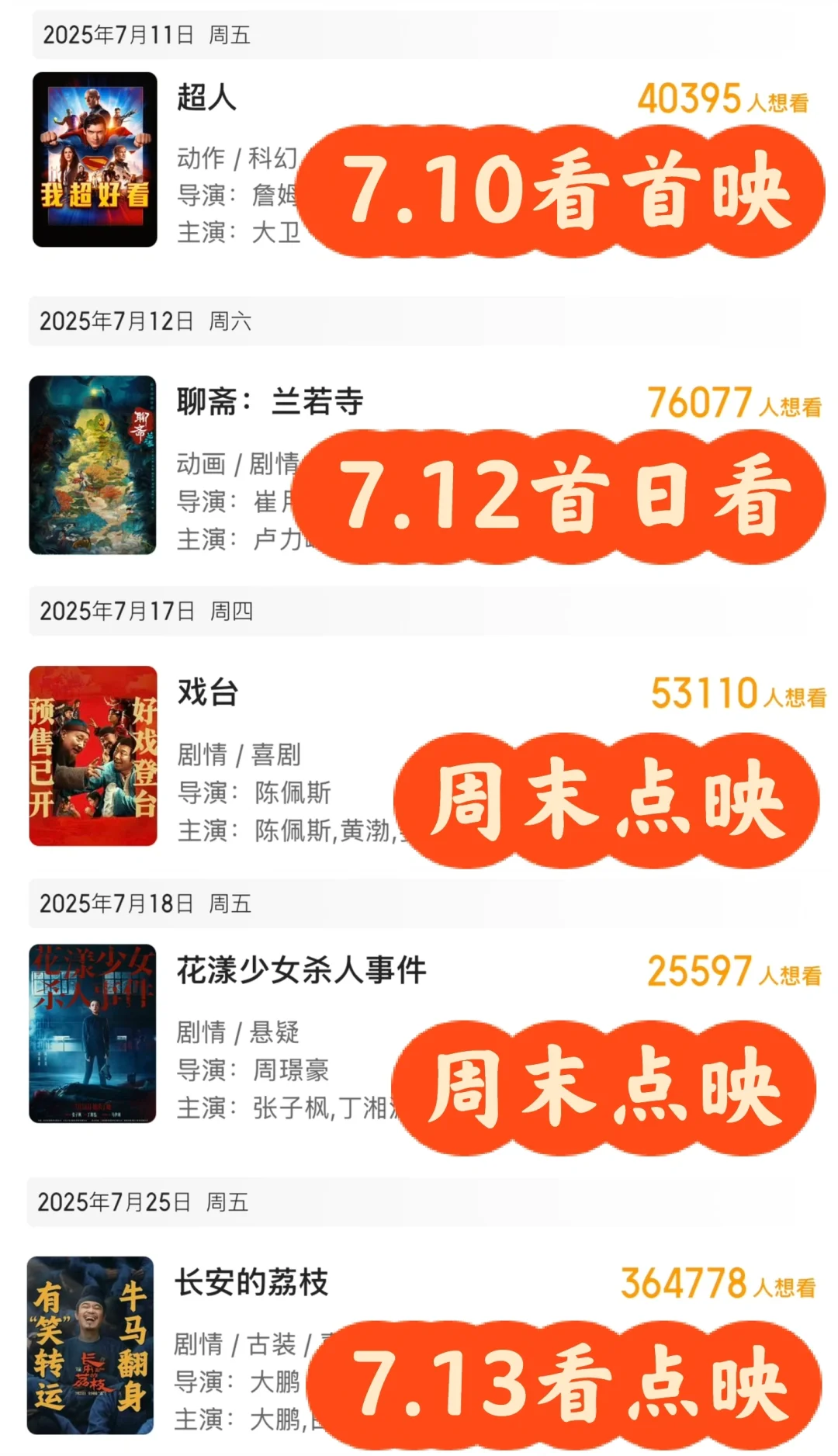 【7月第二周观影】荔枝很好，其他拉垮！