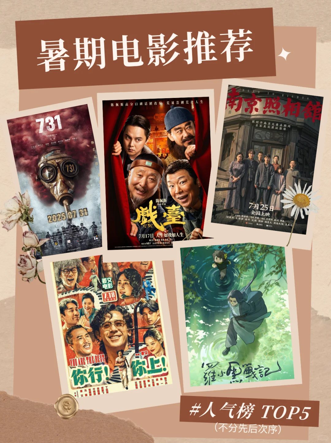 暑期电影人气榜TOP5，有你想看的电影吗？