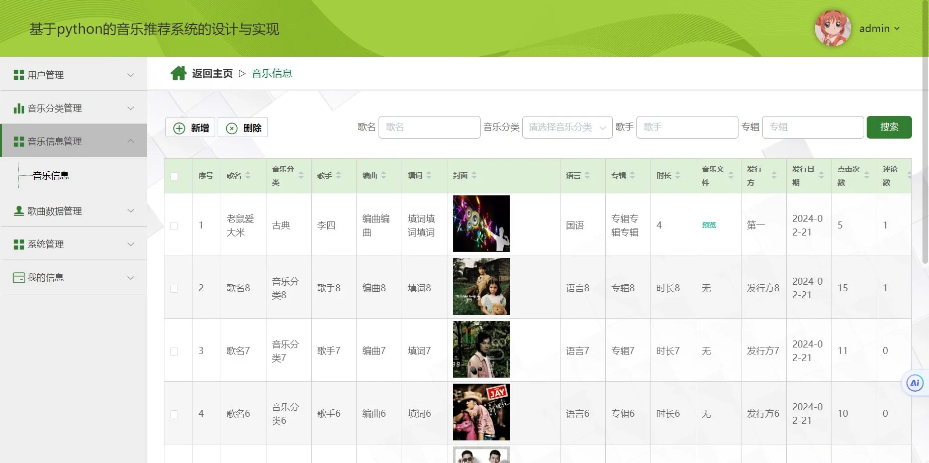 Python源码：音乐推荐系统