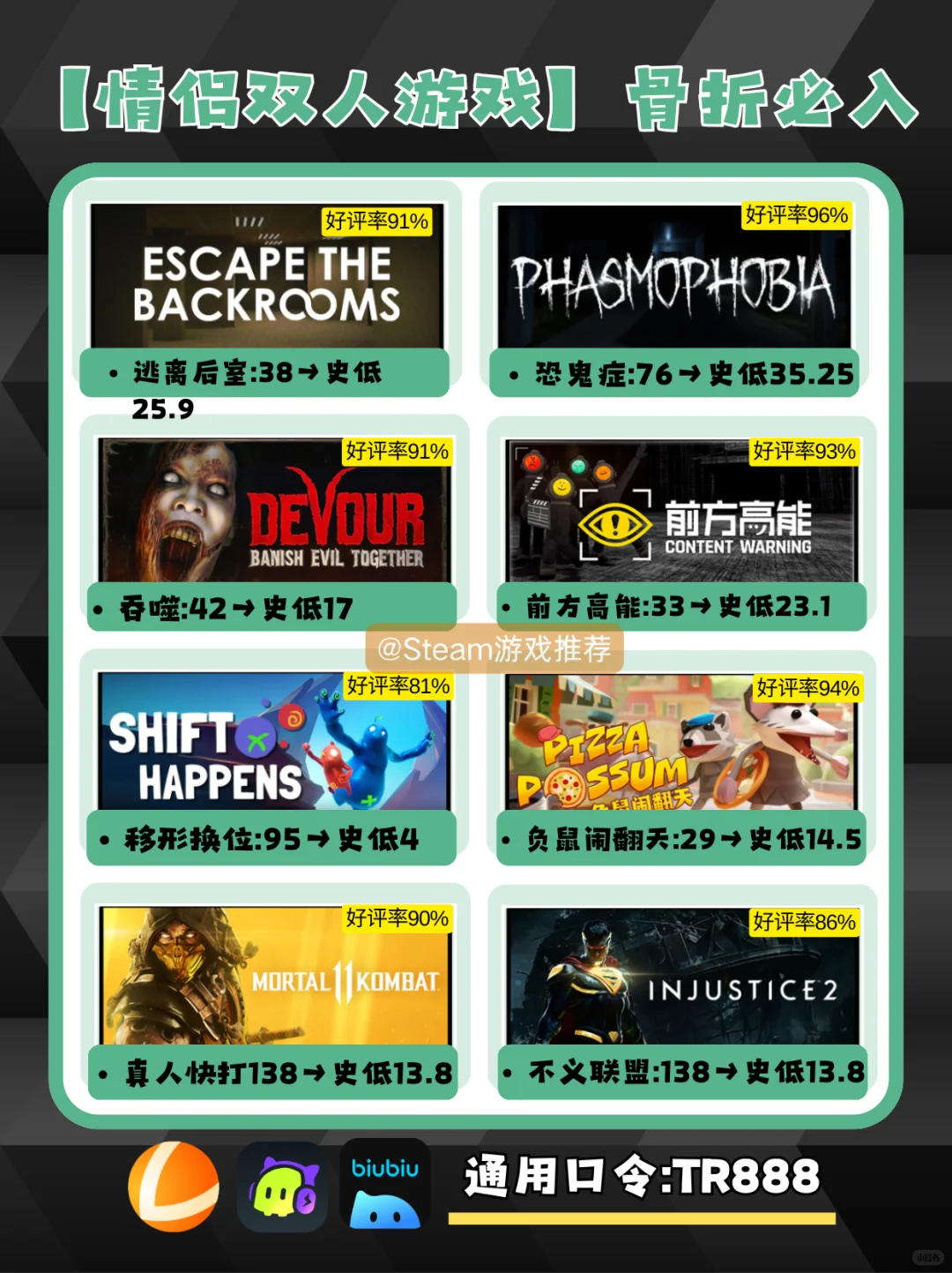 62款情侣游戏Steam史低合集！仅供参考！