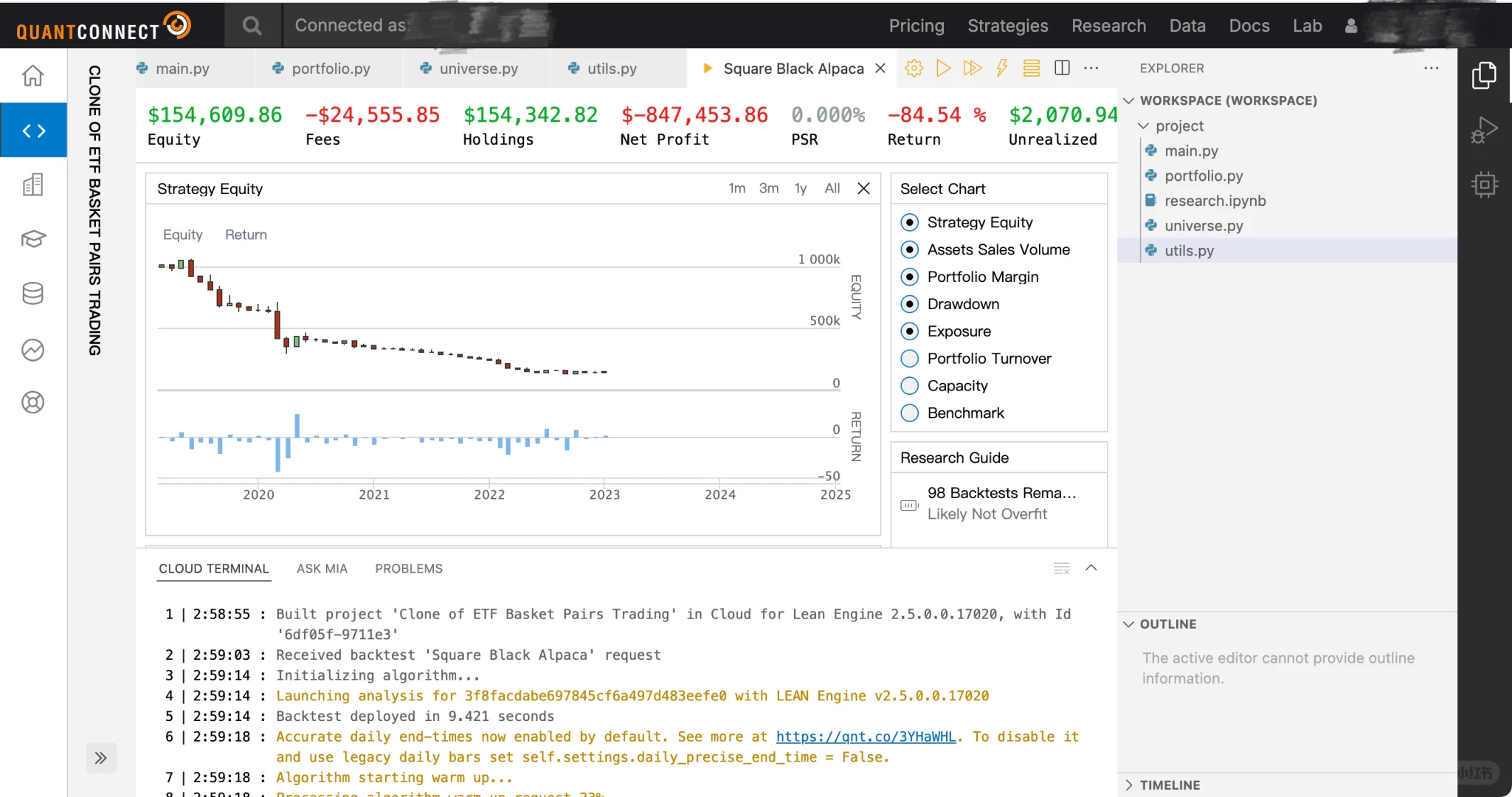 QuantConnect小白十分钟跑通官网代码