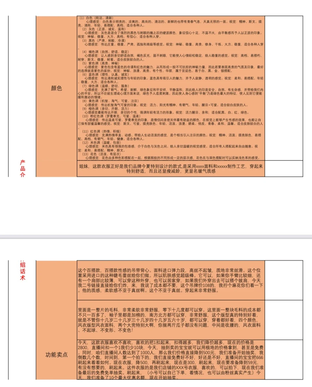 服装类直播脚本